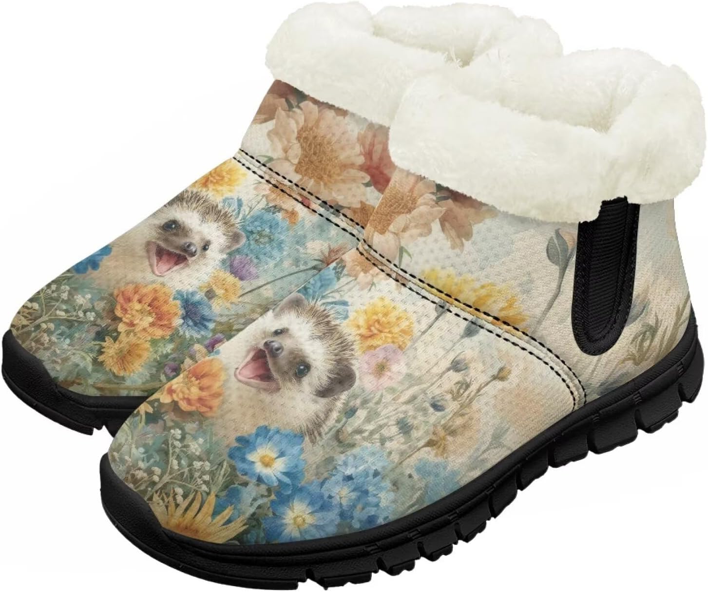 

Девочки Мальчики Зимние Сапоги Сноубутсы для Малышей Теплая Обувь с Меховой Подкладкой Модные Ботильоны Нескользящая Обувь Chririnla, Floral Hedgehog