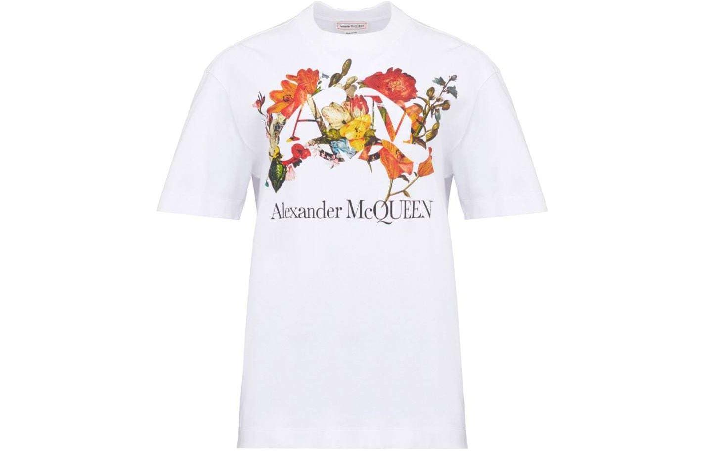 Футболка с принтом Dutch Flower Logo Alexander McQueen, белый — фото 3