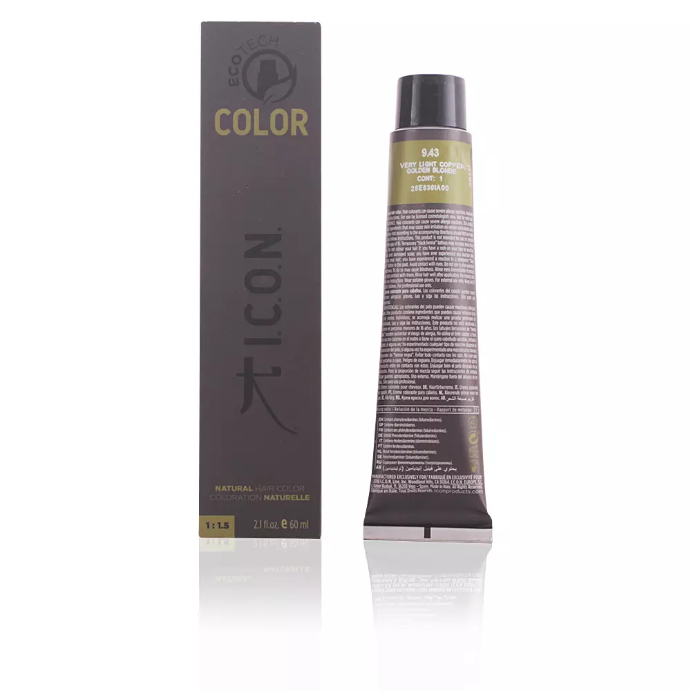 

Краска для волос Ecotech color natural color I.C.O.N., цвет 9.43 very light copper golden blonde, 60 мл.