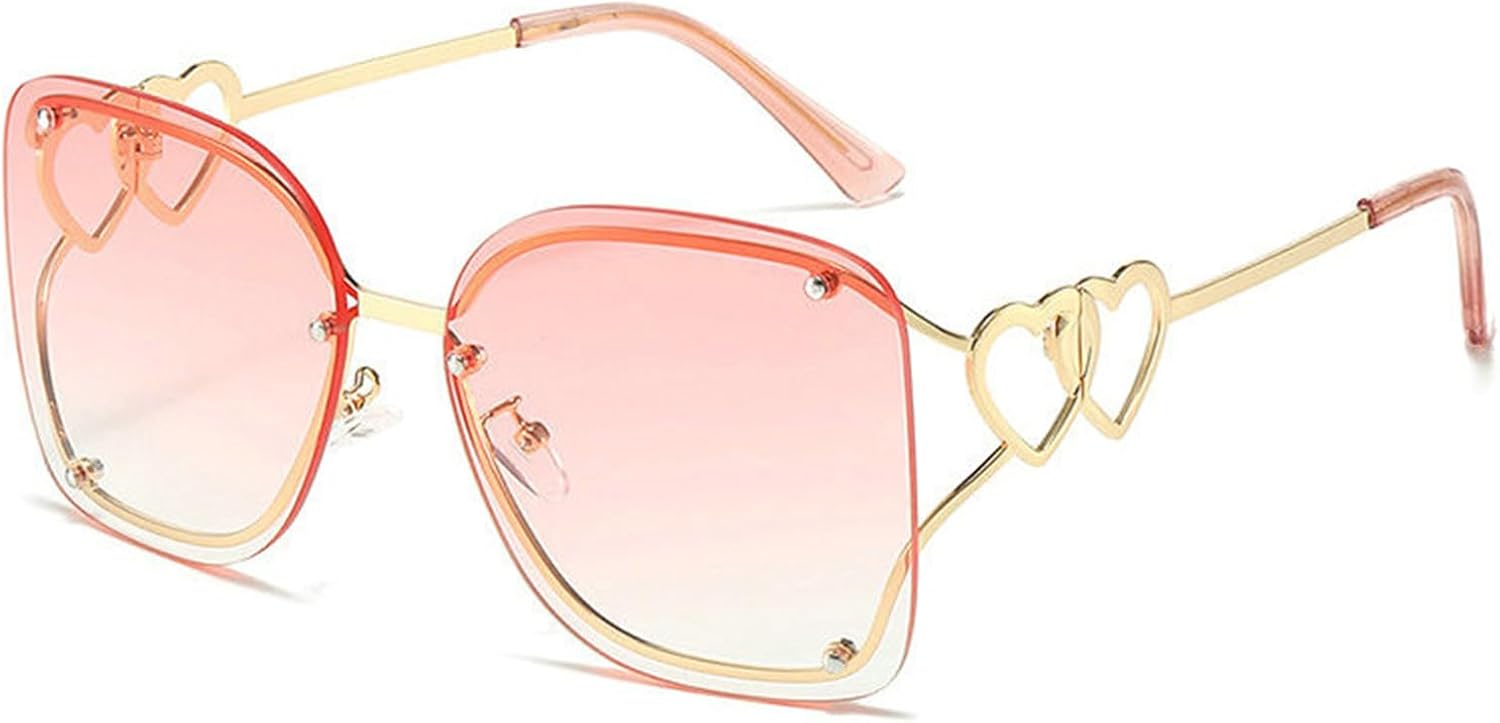 

Willochra Fashion Square Женские солнцезащитные очки без оправы с градиентным переходом цвета, защита от УФ-излучения UV400, винтажный дизайнерский стиль, модные солнцезащитные очки в форме сердца, C4