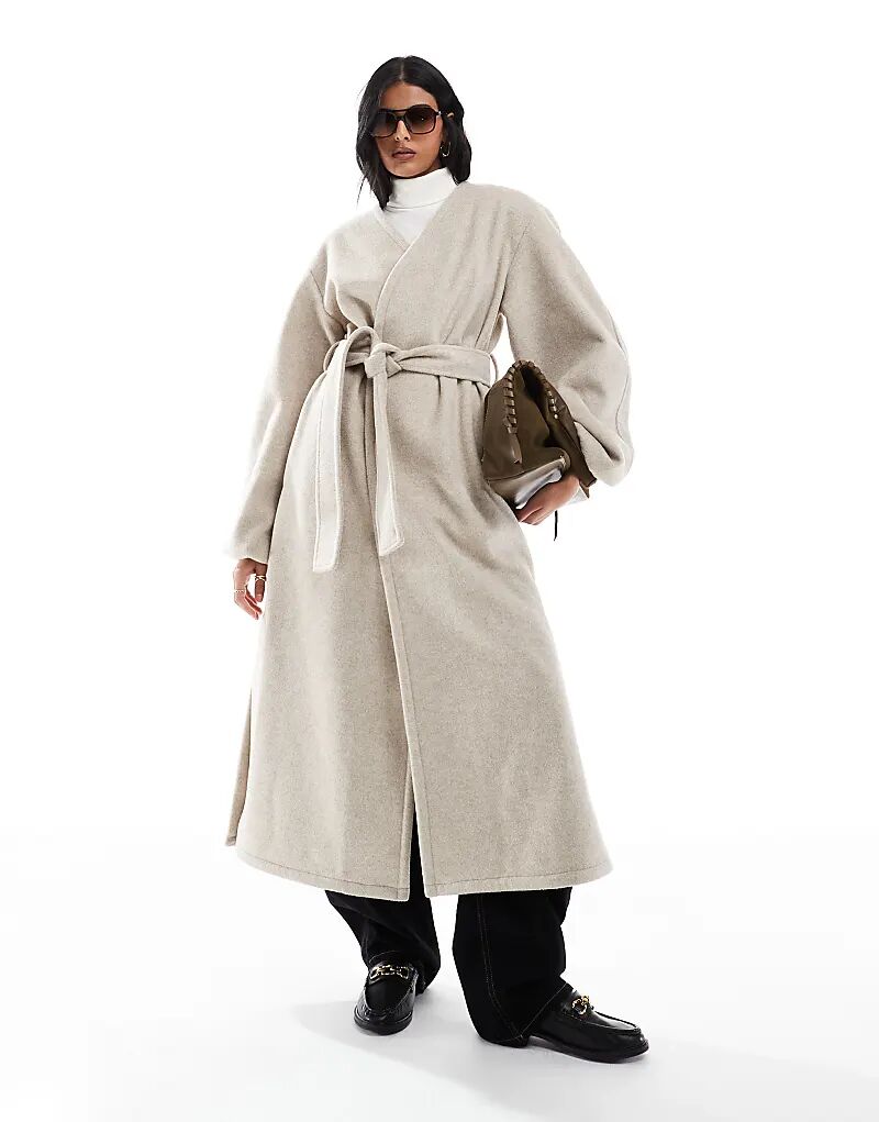 

Легкое удлиненное официальное пальто овсяного цвета ASOS DESIGN