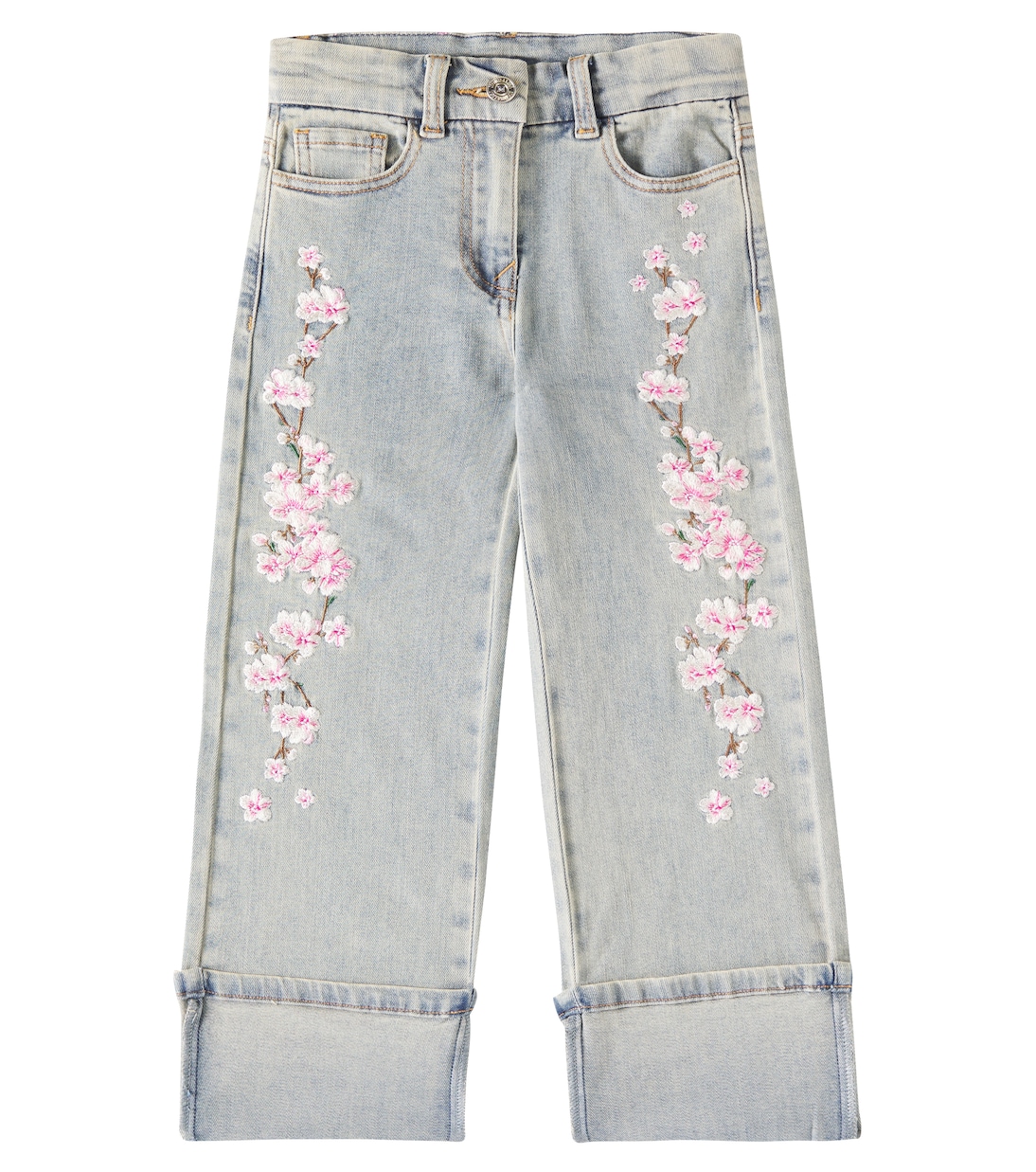 

Вышитые джинсы Monnalisa, Stone + Beige