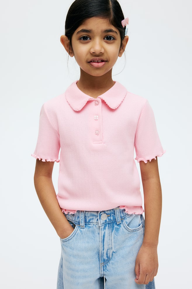 

Рубашка из джерси с ажурным узором H&M, розовый