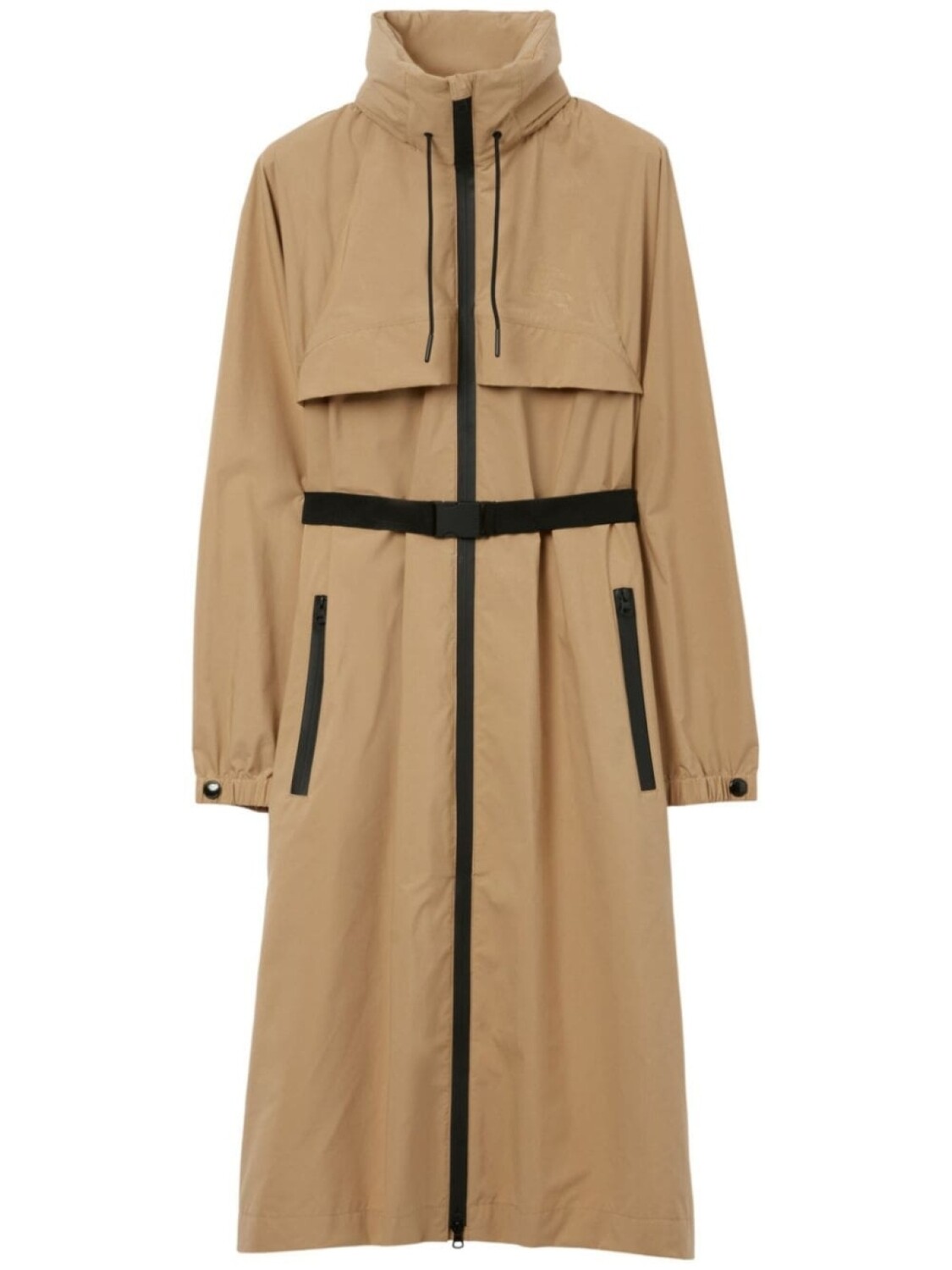 

Пальто с капюшоном и поясом Burberry, бежевый