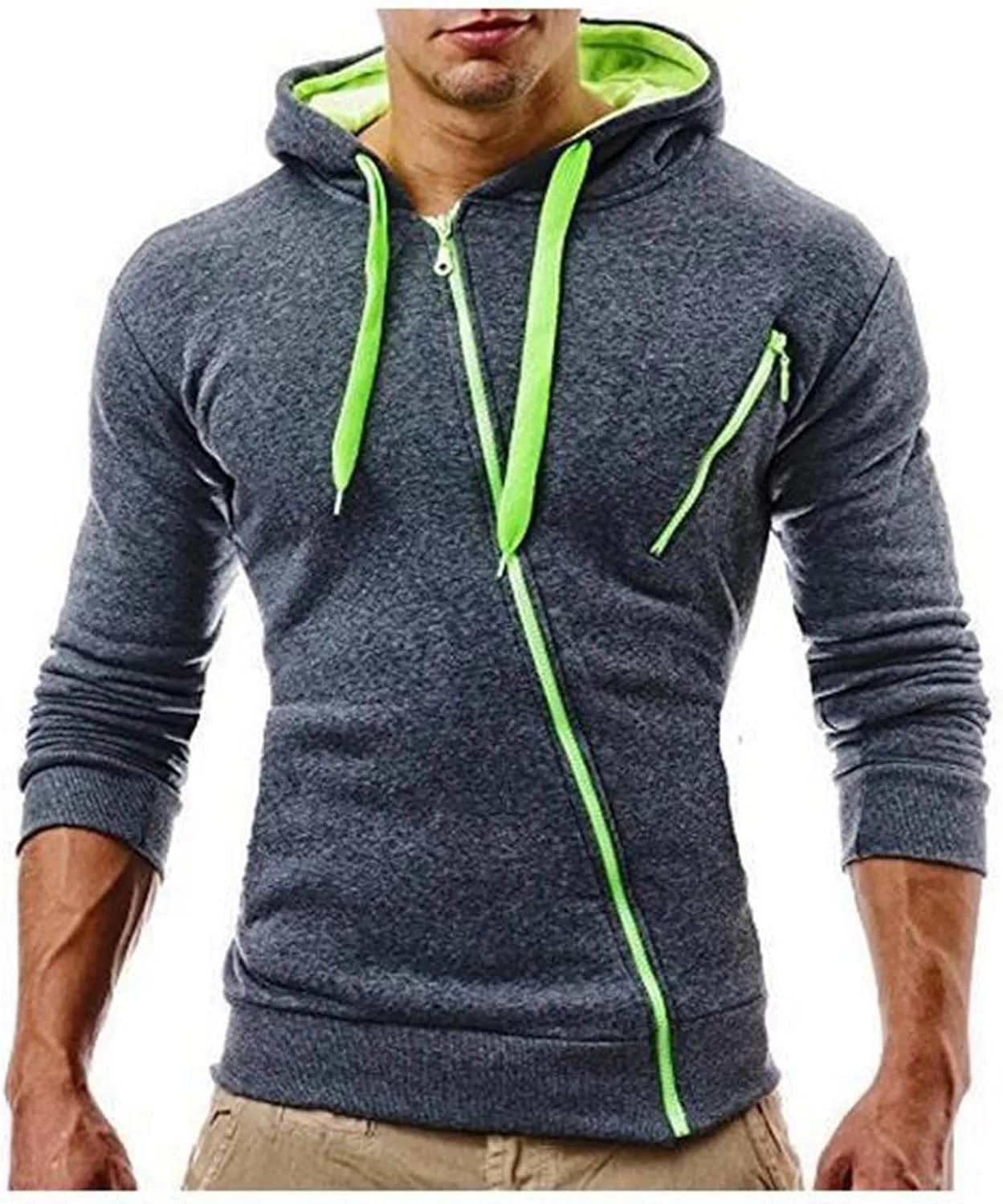 

Мужская худи на молнии легкая с длинным рукавом Slim Fit с карманом YSERB