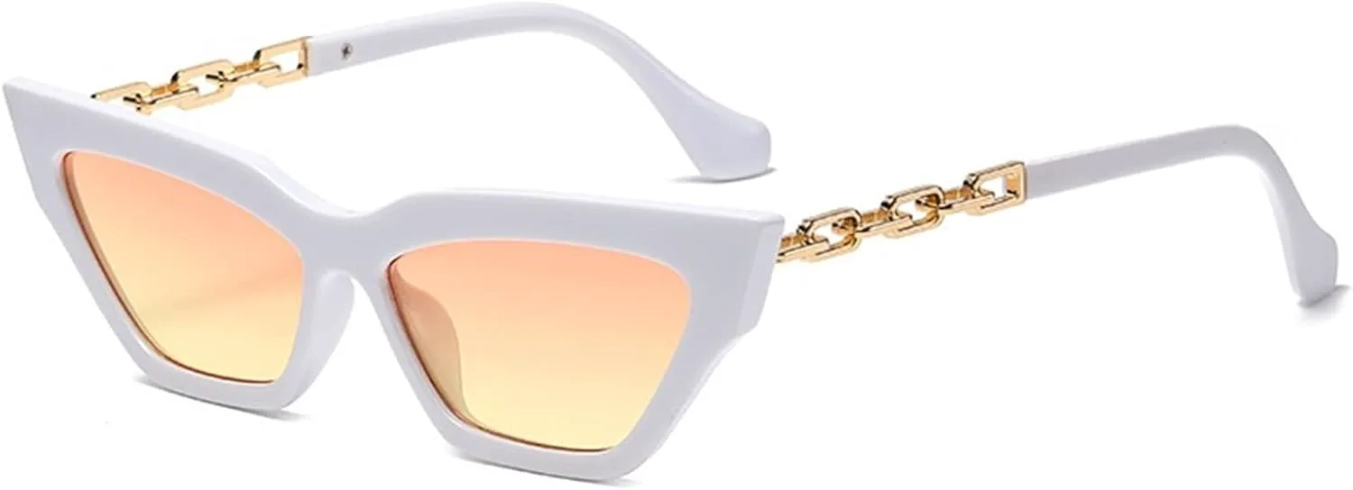 

Солнцезащитные очки с металлической цепочкой для мужчин и женщин, маленькая оправа, «кошачий глаз», солнцезащитные очки (цвет: G, размер: средний) GAOXIN, G