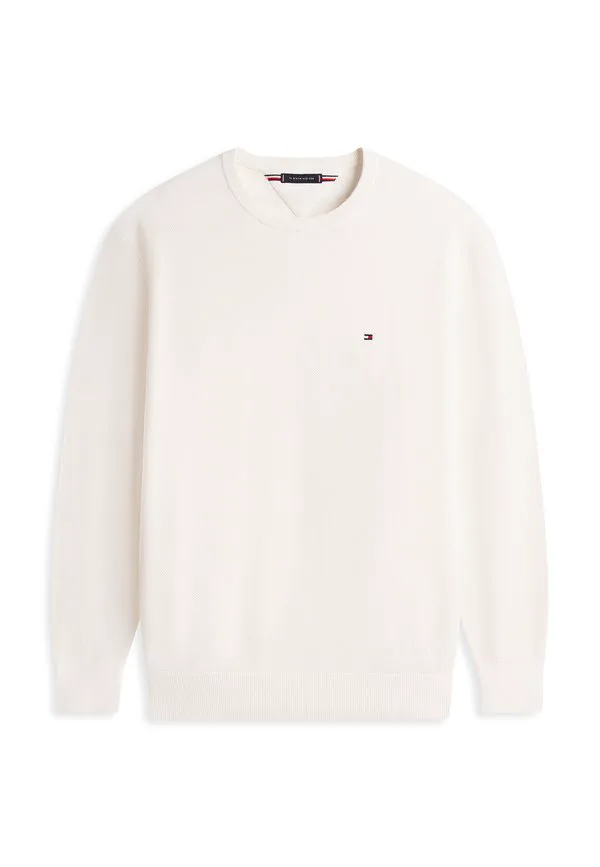 Джемпер с вышивкой флага и текстурированным круглым вырезом Tommy Hilfiger, Ivory Petal — фото 4