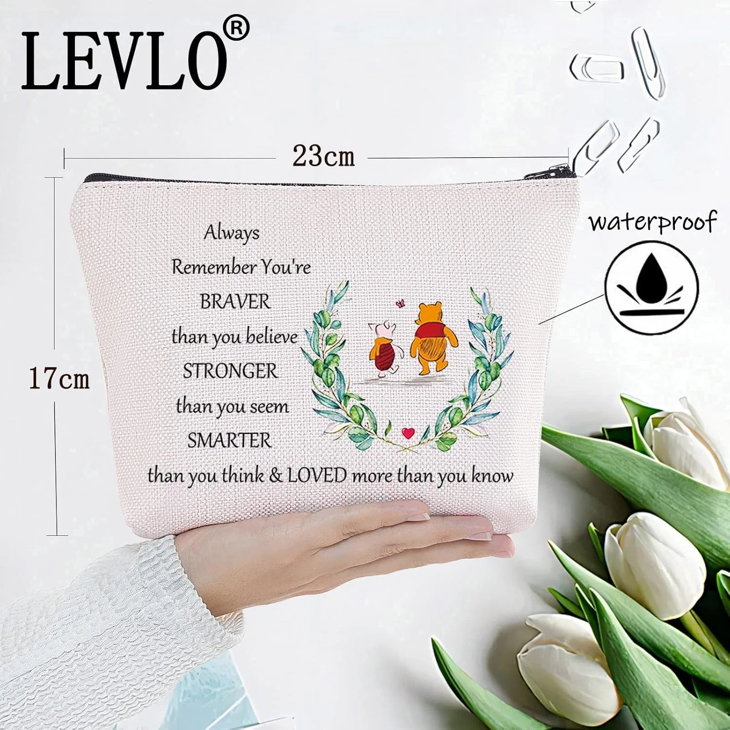 Косметичка на молнии LEVLO «You Are Braver Stronger Smarter Than You Think» Levlo, Wei Ni Bag — фото 2