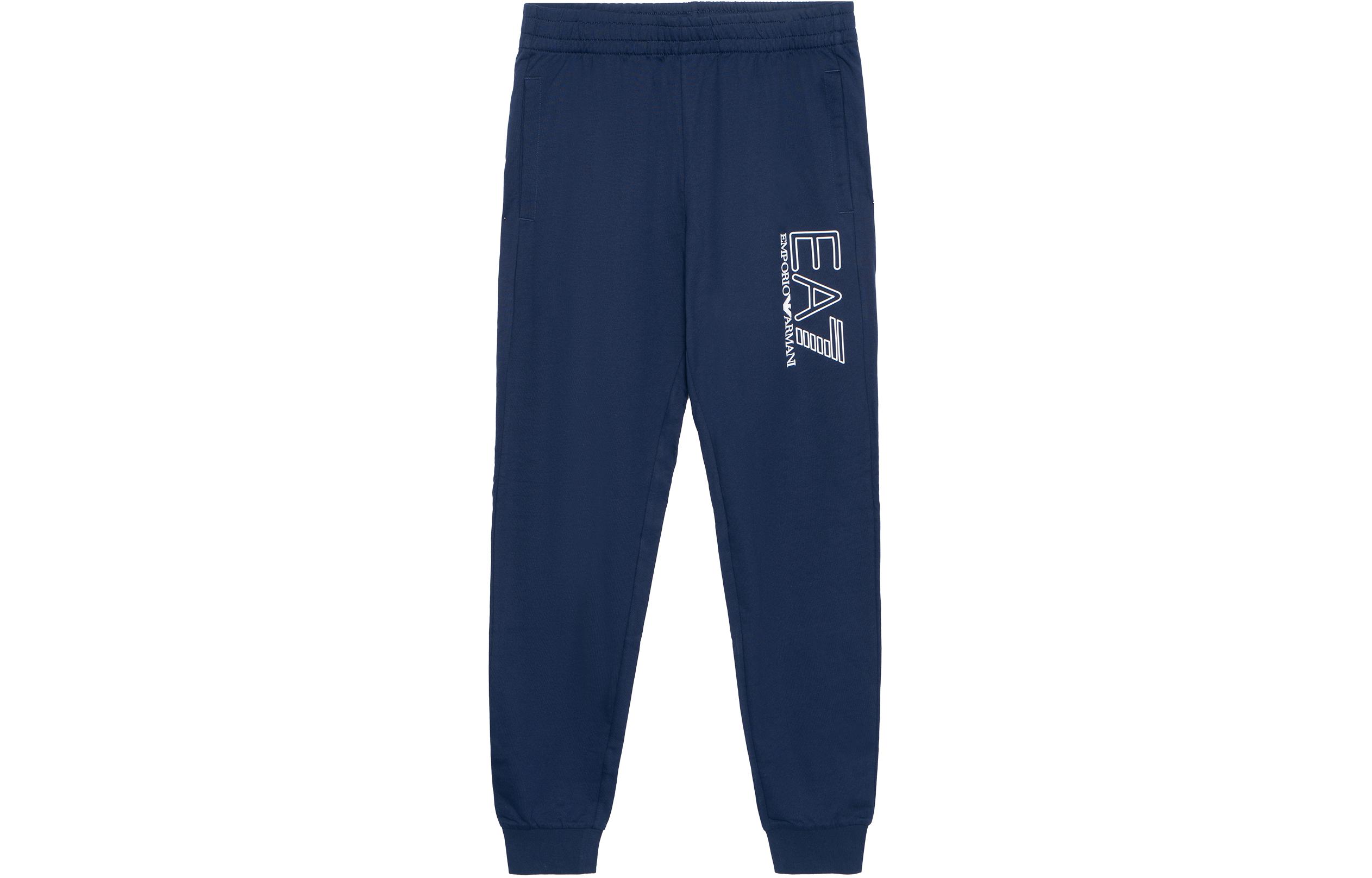 EA7 Вязаные спортивные штаны Мужские синие EMPORIO ARMANI — фото 2