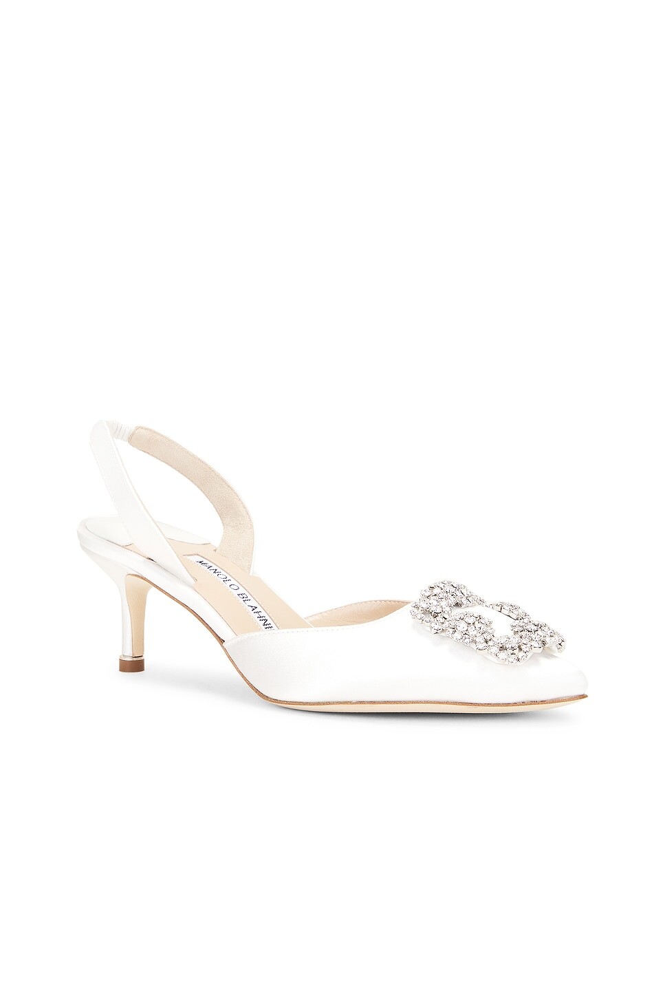 Атласные туфли Hangisli 50 Manolo Blahnik, цвет Medium Cream — фото 2