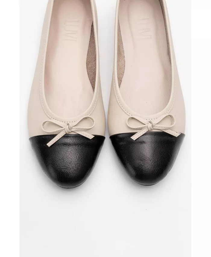 Балетки Rayne Cap Toe из кожи с мыском (женские) Forever & Always Shoes, коричневый/бежевый — фото 4