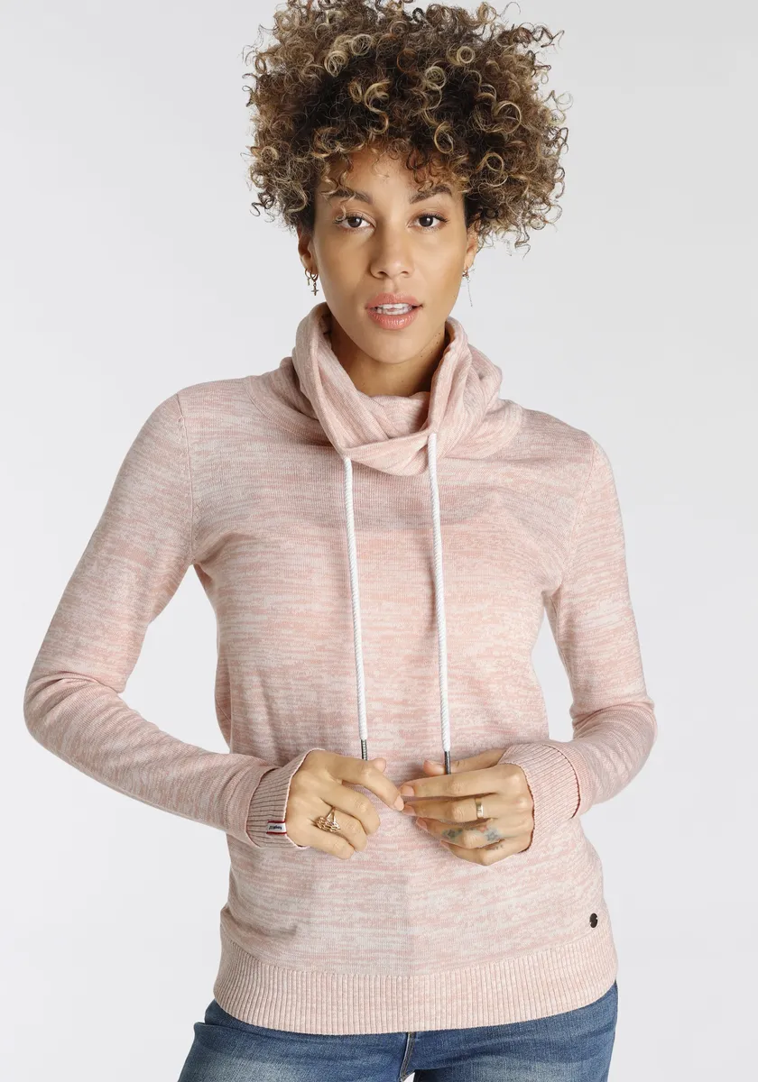 

Свитер KangaROOS с шалевым воротником в особом меланжевом цвете, цвет Rose Melange