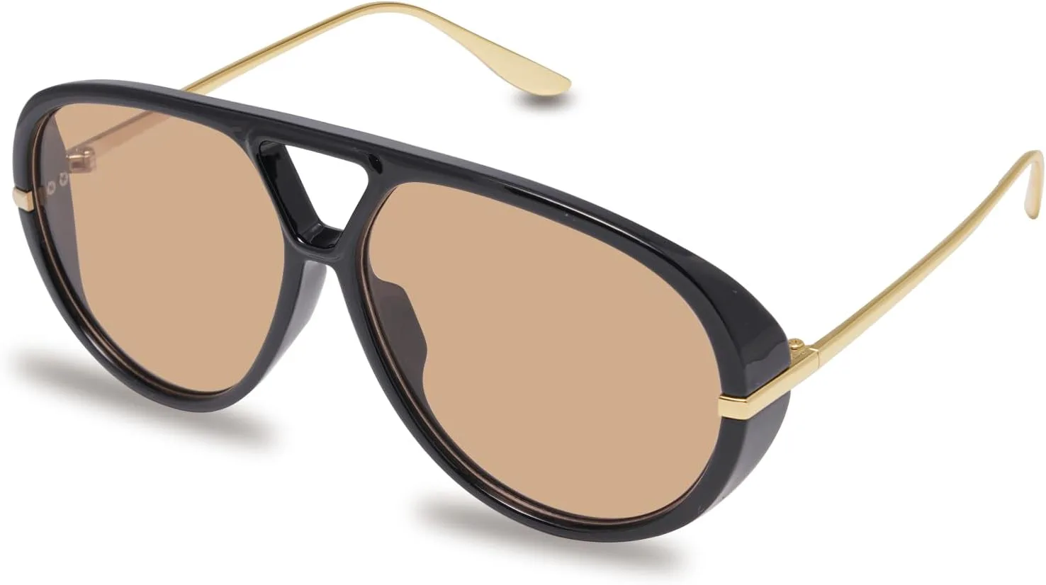 

Солнцезащитные очки-авиаторы для женщин, ретро-очки большого размера, круглые, модные, с защитой от УФ-излучения UV400 GM9609 GIGIMOTTE, Black Frame/Champagne Lens