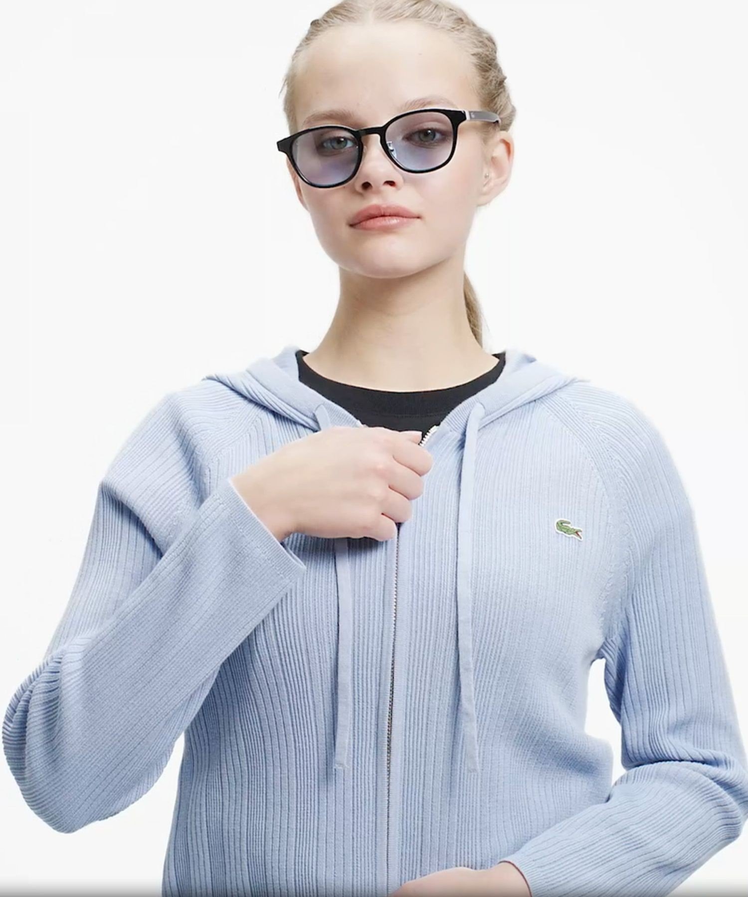 Худи LACOSTE с молнией Light blue