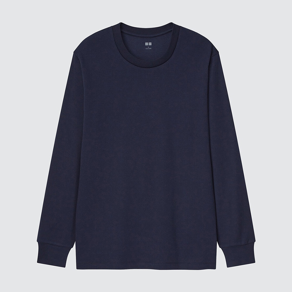 

Лонгслив Uniqlo Crew Neck, темно-синий