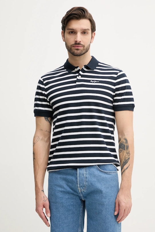 

Хлопковая поло Barret Pepe Jeans, темно-синий