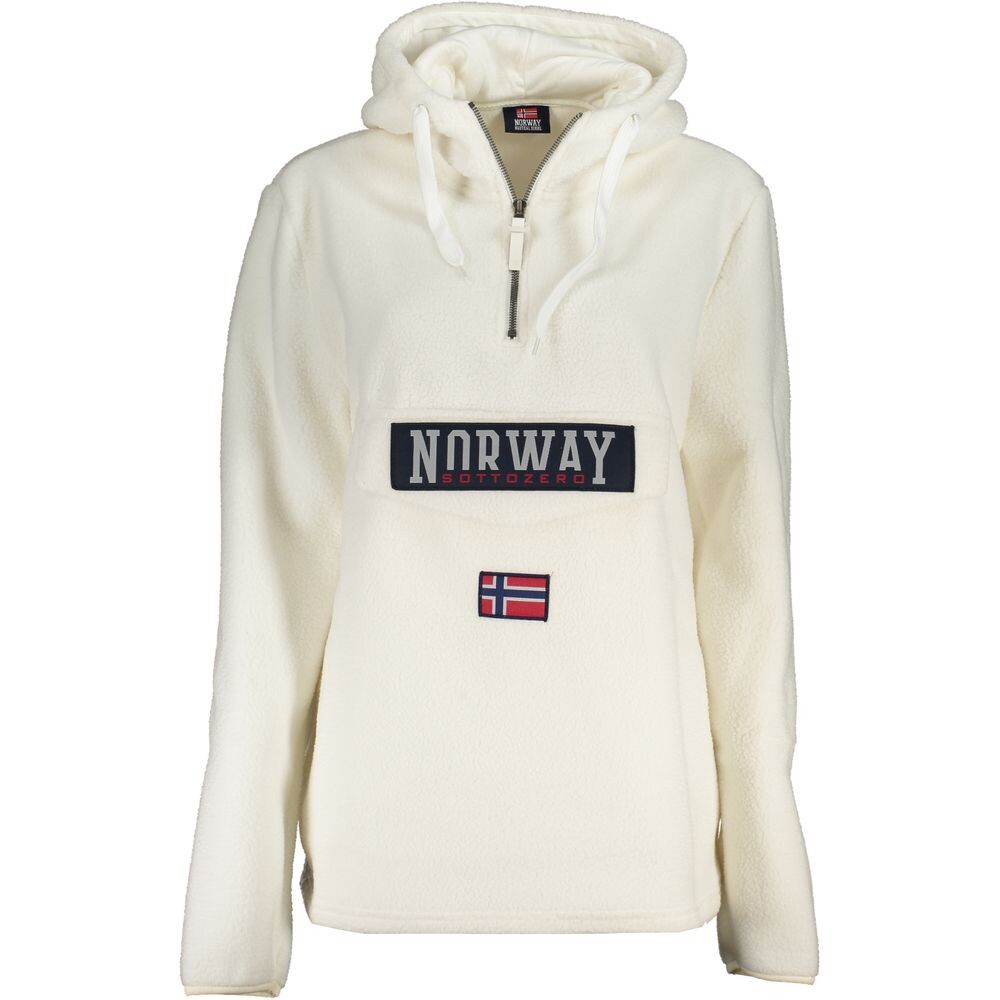 

Шикарная белая толстовка с капюшоном и полумолнией Geographical Norway