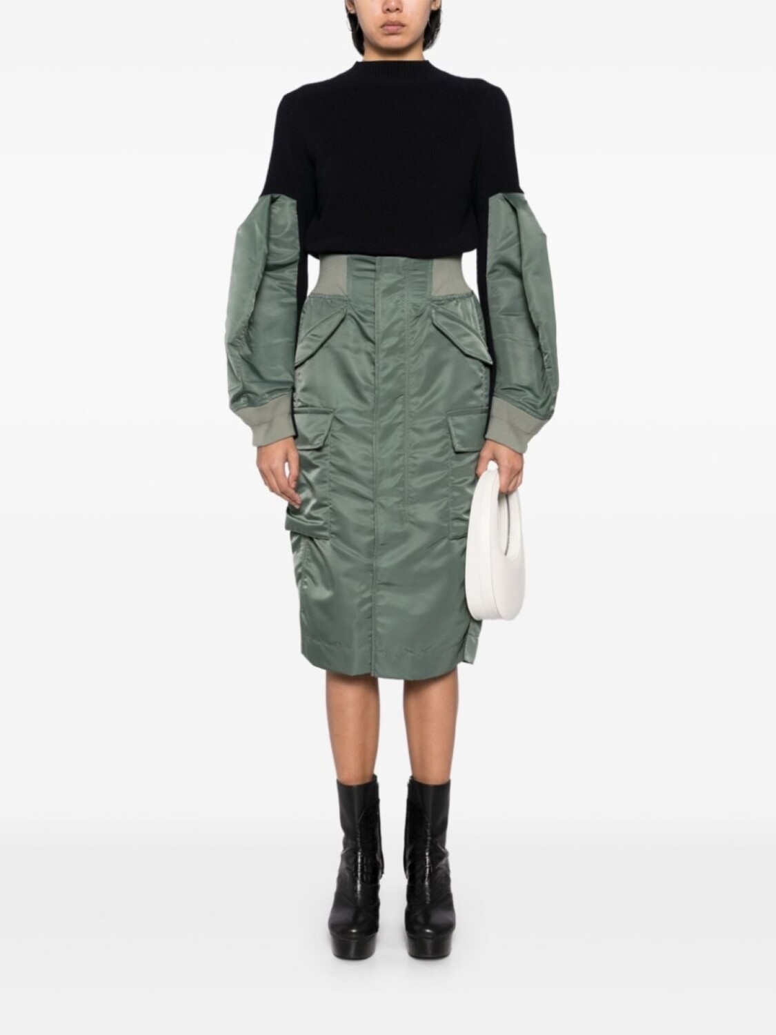

Юбка-карго с вставками на талии sacai, зеленый