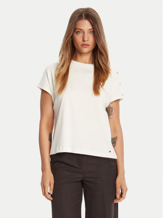 

Футболка regular fit Gold Button WW0WW47455 Tommy Hilfiger, экрю