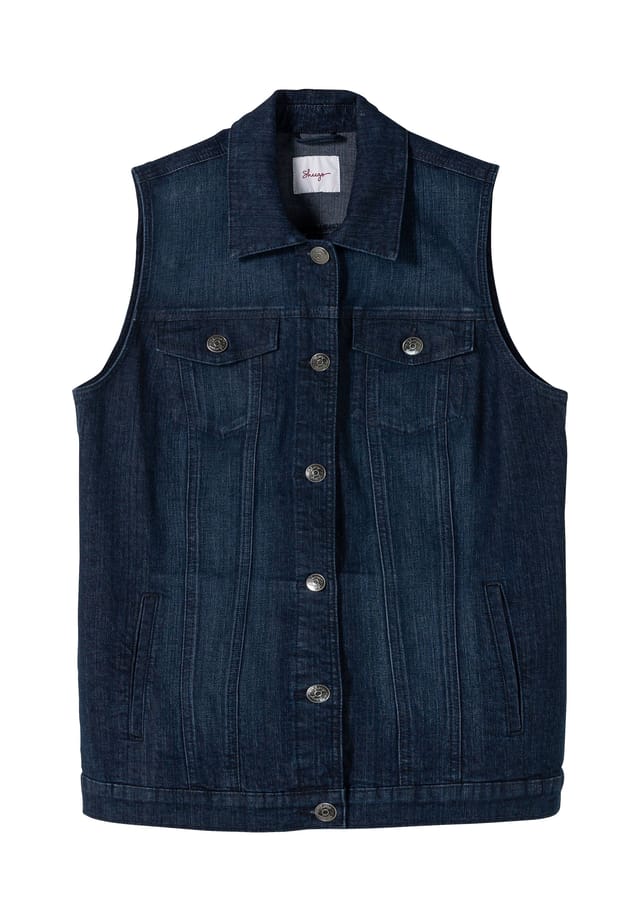 

Джинсовый жилет удлиненного приталенного кроя Sheego, синий