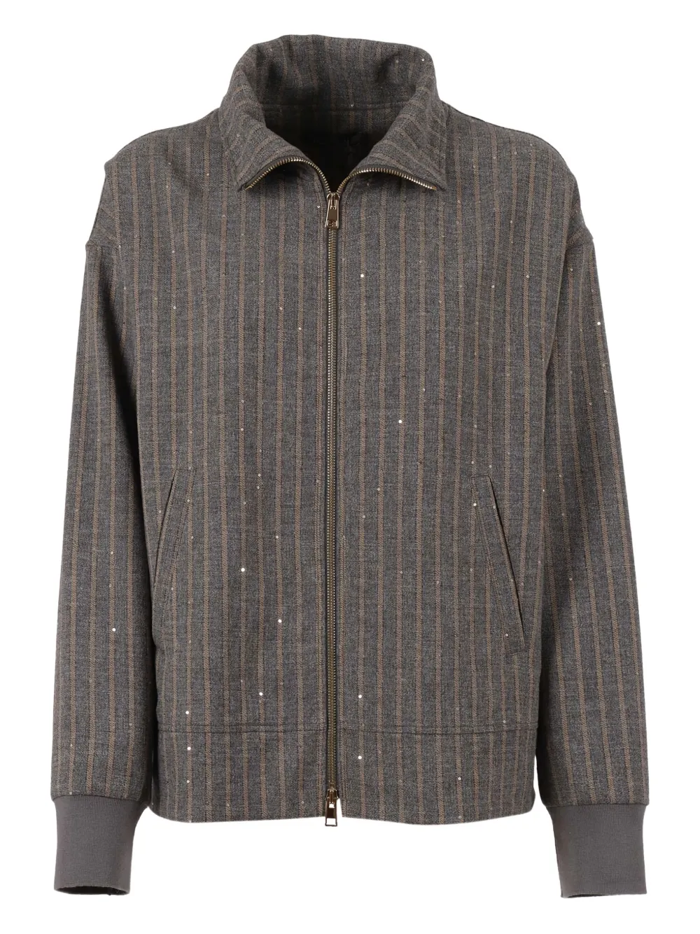 

Жакет в тонкую полоску с пайетками Lorena Antoniazzi, серый