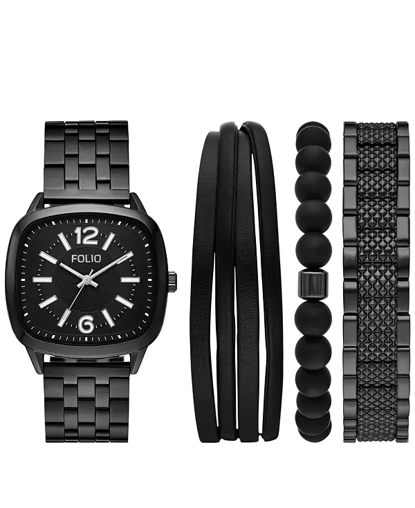 

Мужские кварцевые часы с тремя стрелками из черного сплава, 40 мм Folio, black