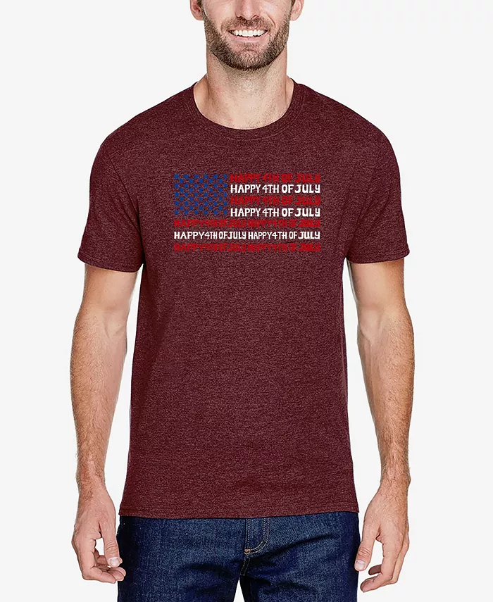 

Мужская футболка Happy 4th of July Premium Blend Word Art LA Pop Art, красный