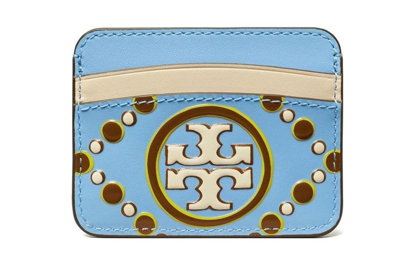 

Кожаный кошелек женский светло-голубой/бордовый/бежевый TORY BURCH