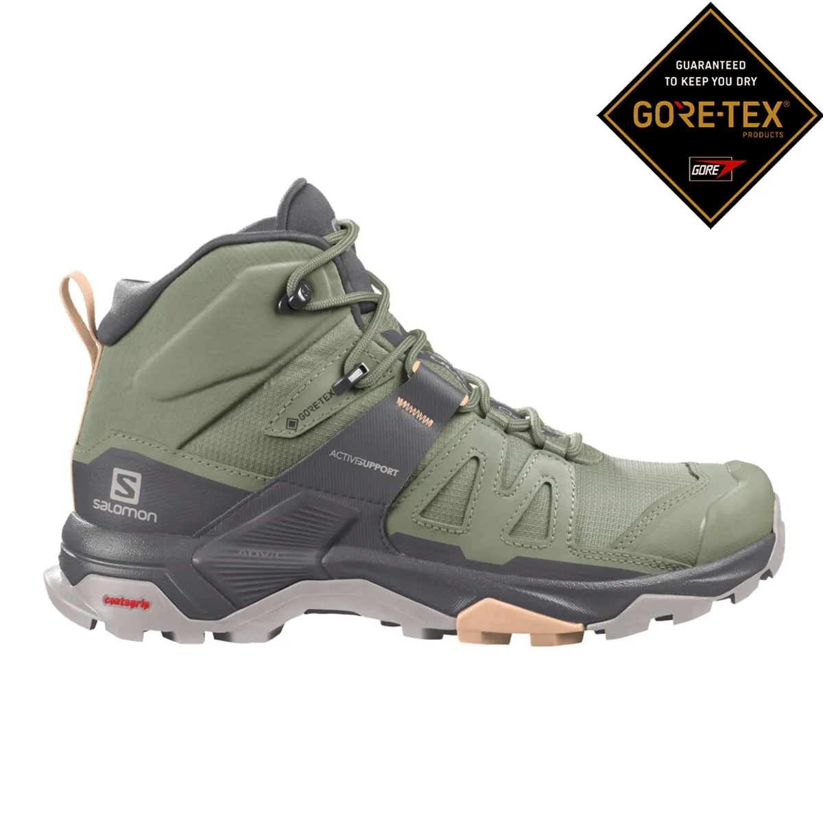 

Женские треккинговые ботинки X Ultra 4 Mid GTX Salomon, зеленый