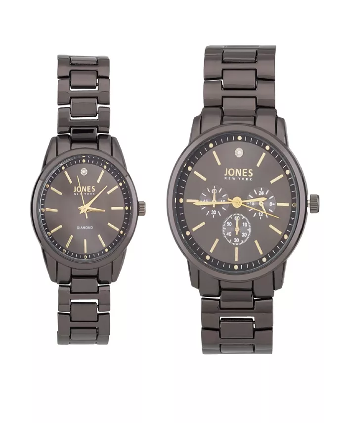 

Мужские и женские аналоговые блестящие металлические браслетные часы His Hers Watch 42 мм, 32 мм подарочный набор Jones New York