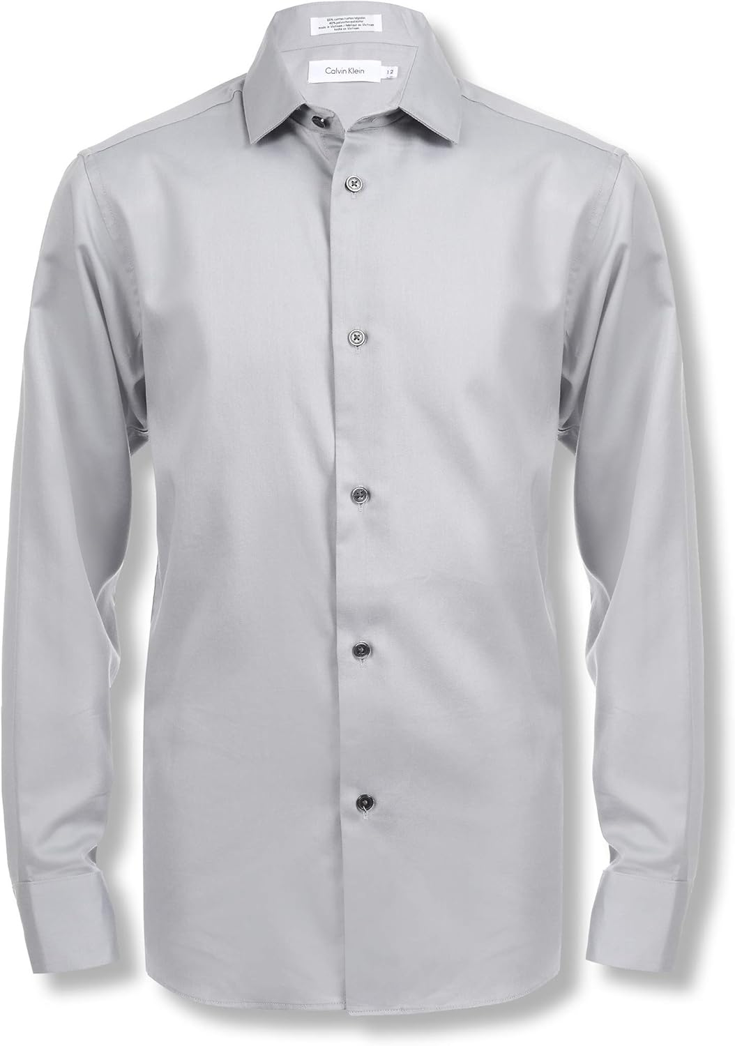 

Рубашка Calvin Klein для мальчиков с длинным рукавом, атласная, на пуговицах, с манжетами и подолом, Grey