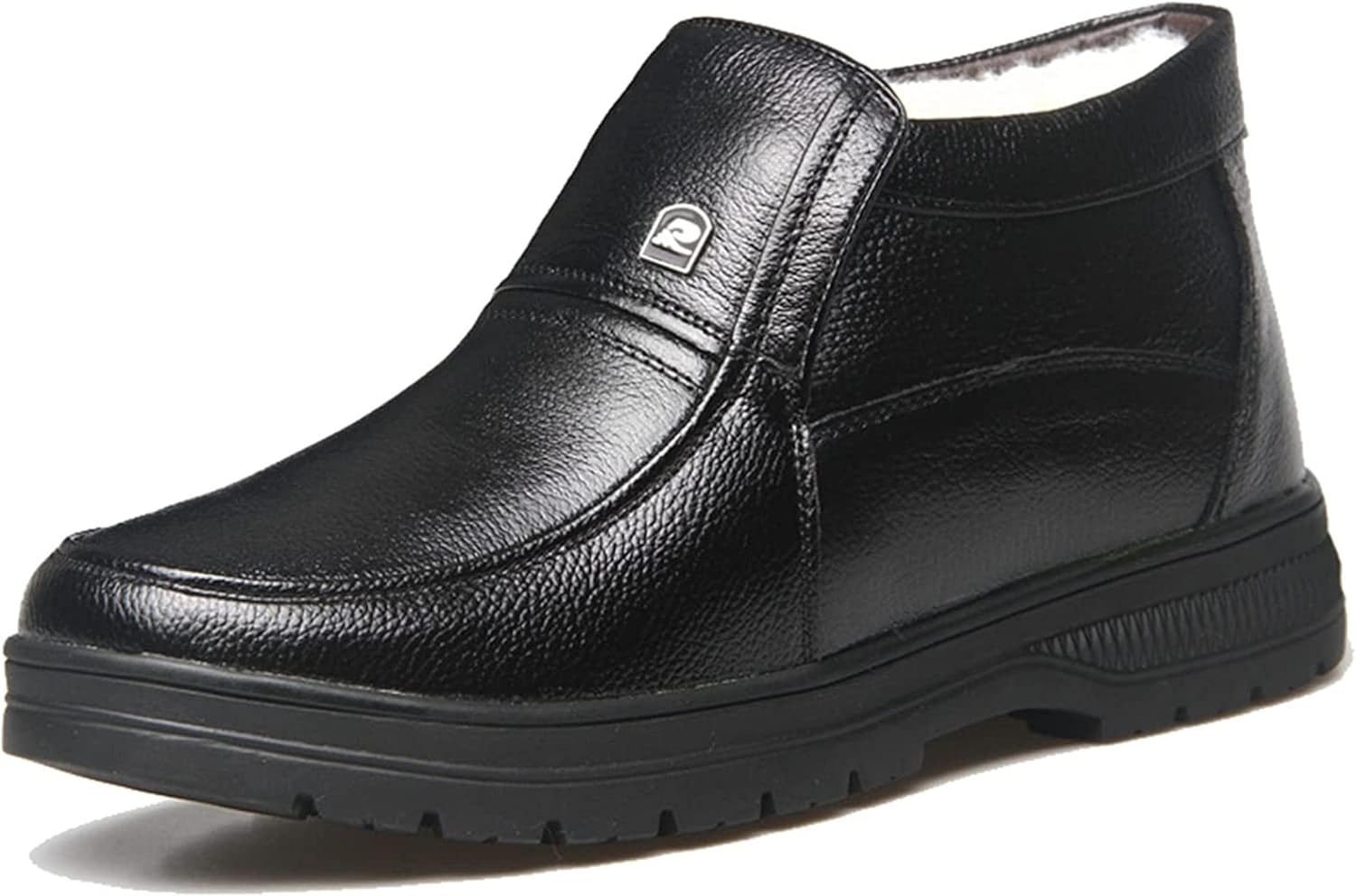 

Мужские зимние ботинки Yiozoi для снега, короткие ботинки, для повседневной носки, удобные, теплые с плюшевой подкладкой, высокие кожаные туфли, черный