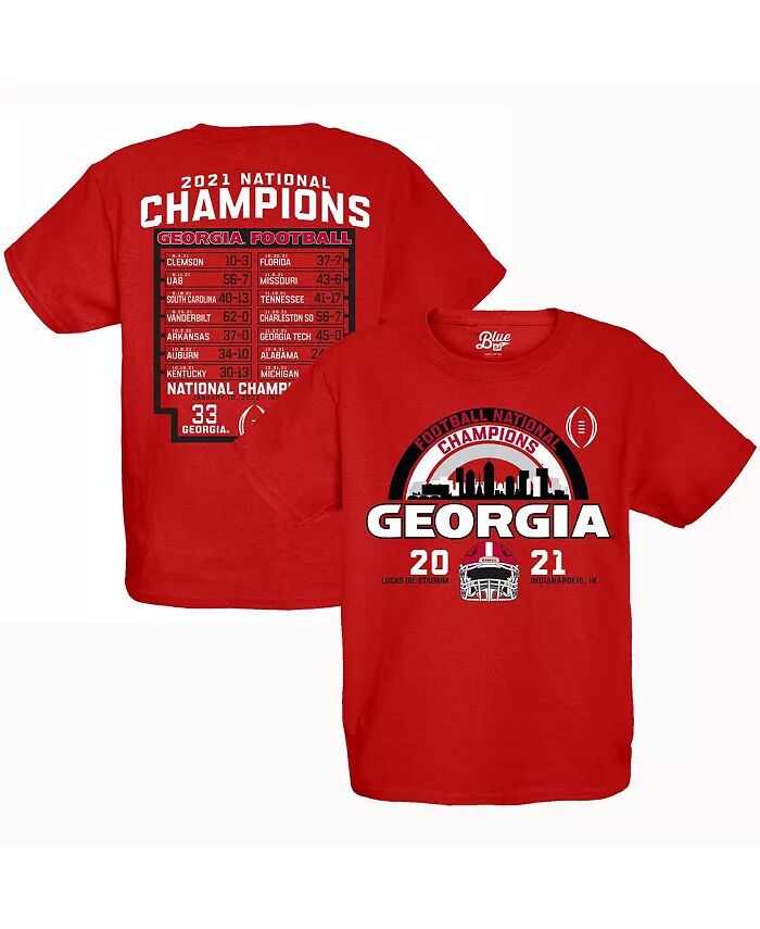 

Футболка Big Boys Red Georgia Bulldogs College Football Playoff 2021 National Champions Schedule Blue 84, красный