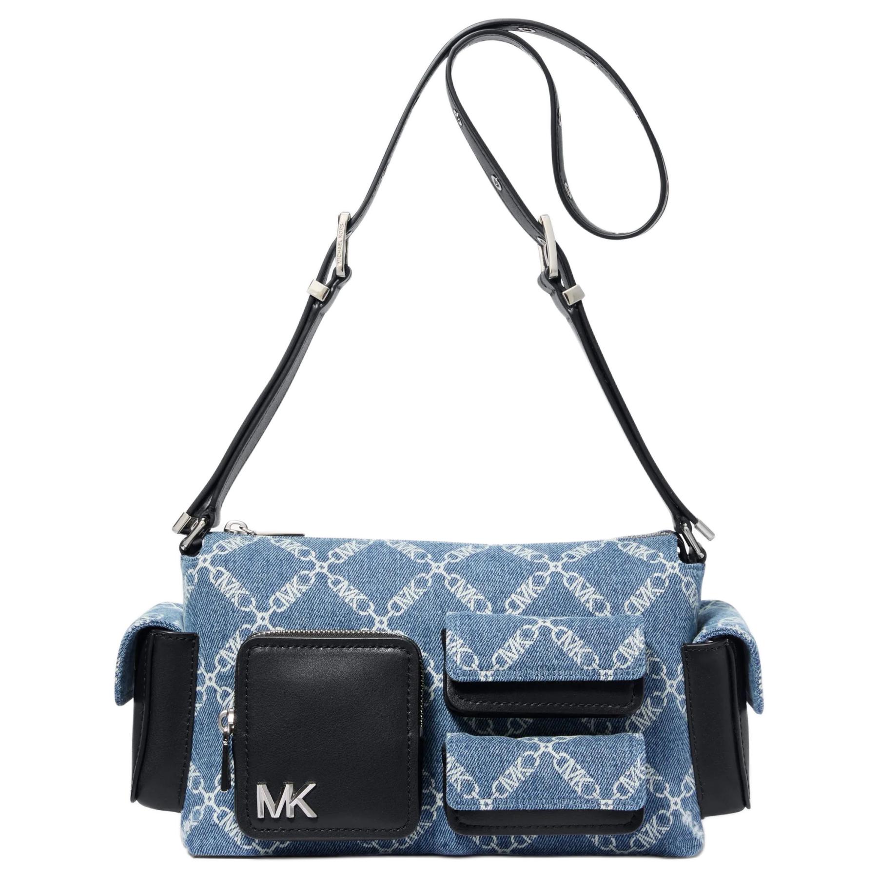 

MICHAEL KORS Сумка через плечо DAKOTA из ткани с кожаными вставками, средняя женская в джинсовом синем и черном цветах