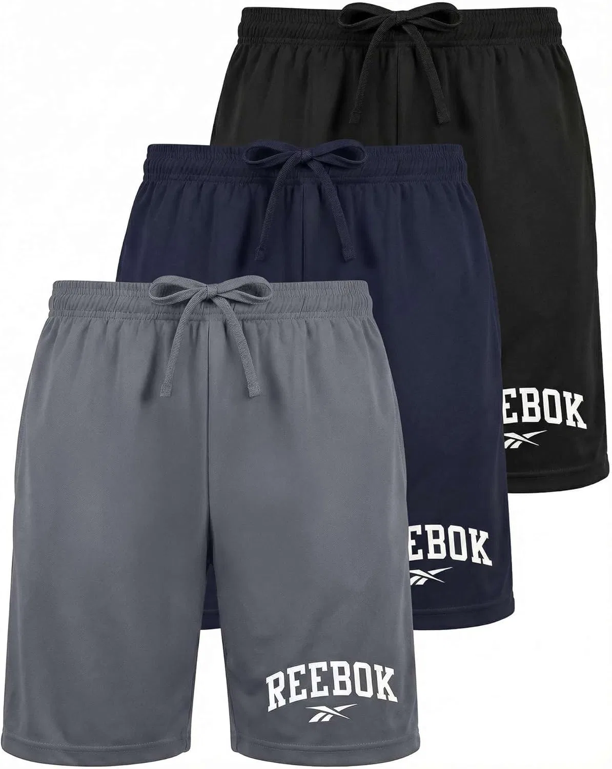 Спортивные шорты Reebok, 3 шт, для мальчиков, Solid Black, Navy Blazer, Quiet Shade