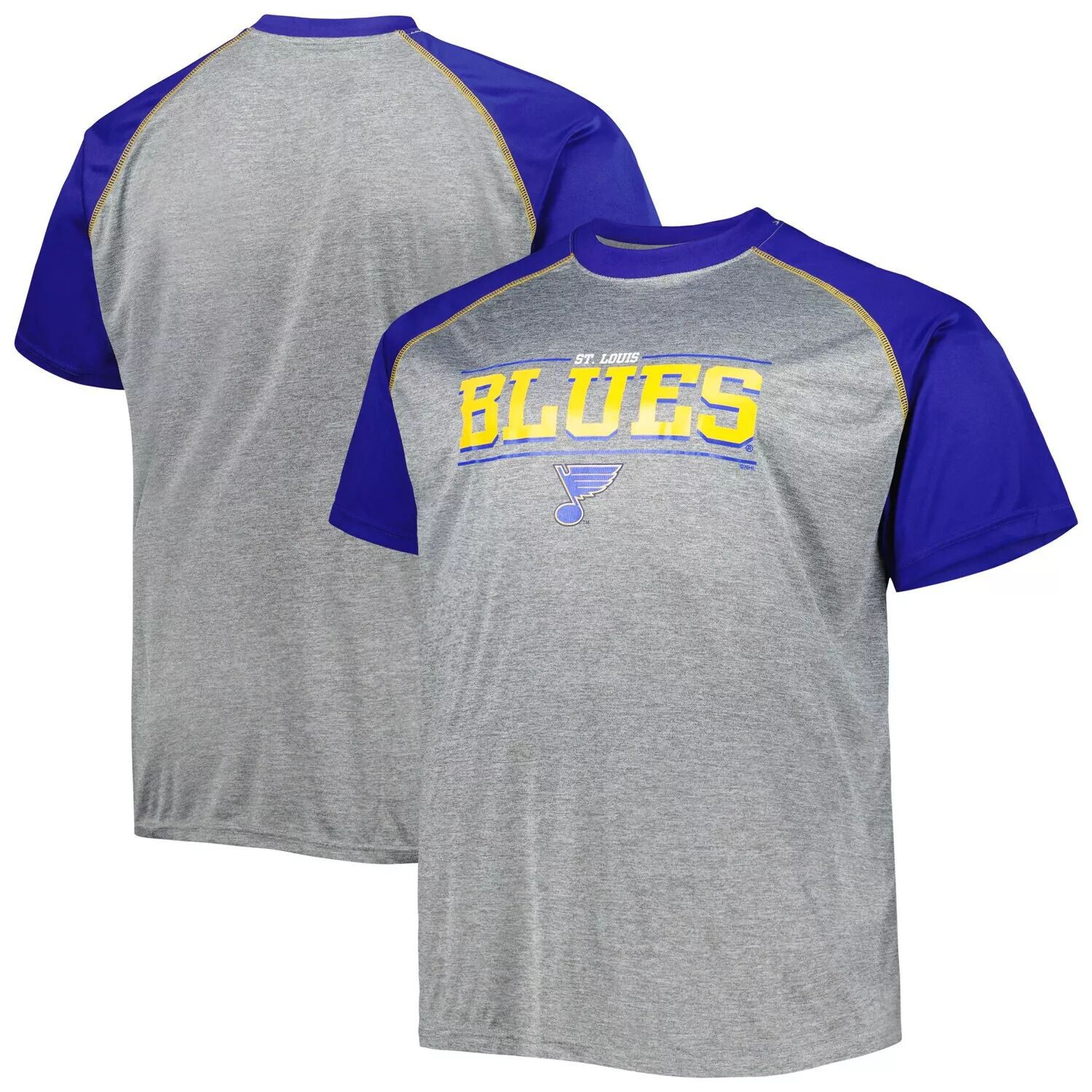 

Мужская футболка цвета реглан с логотипом Heather Grey St. Louis Blues Big & Tall