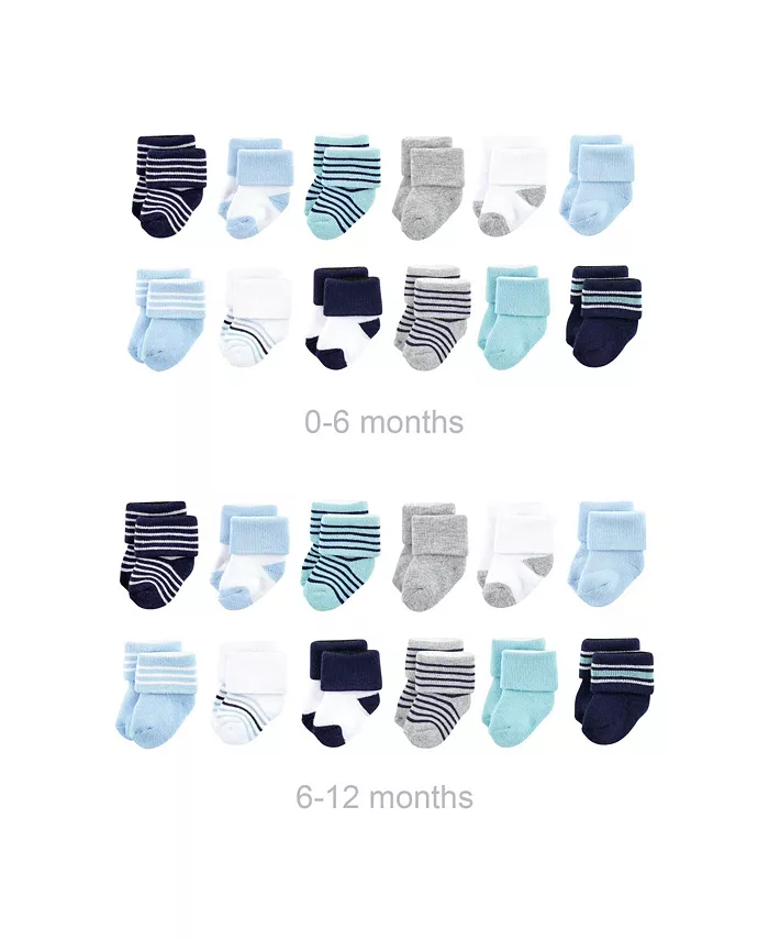 

Детские хлопковые махровые носки Baby Boys Grow with Me Luvable Friends, синий