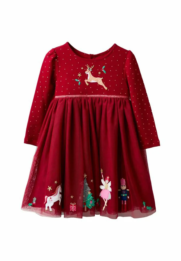 Элегантное платье прямого кроя с аппликацией Jojo Maman Bébé, Red Christmas Friends