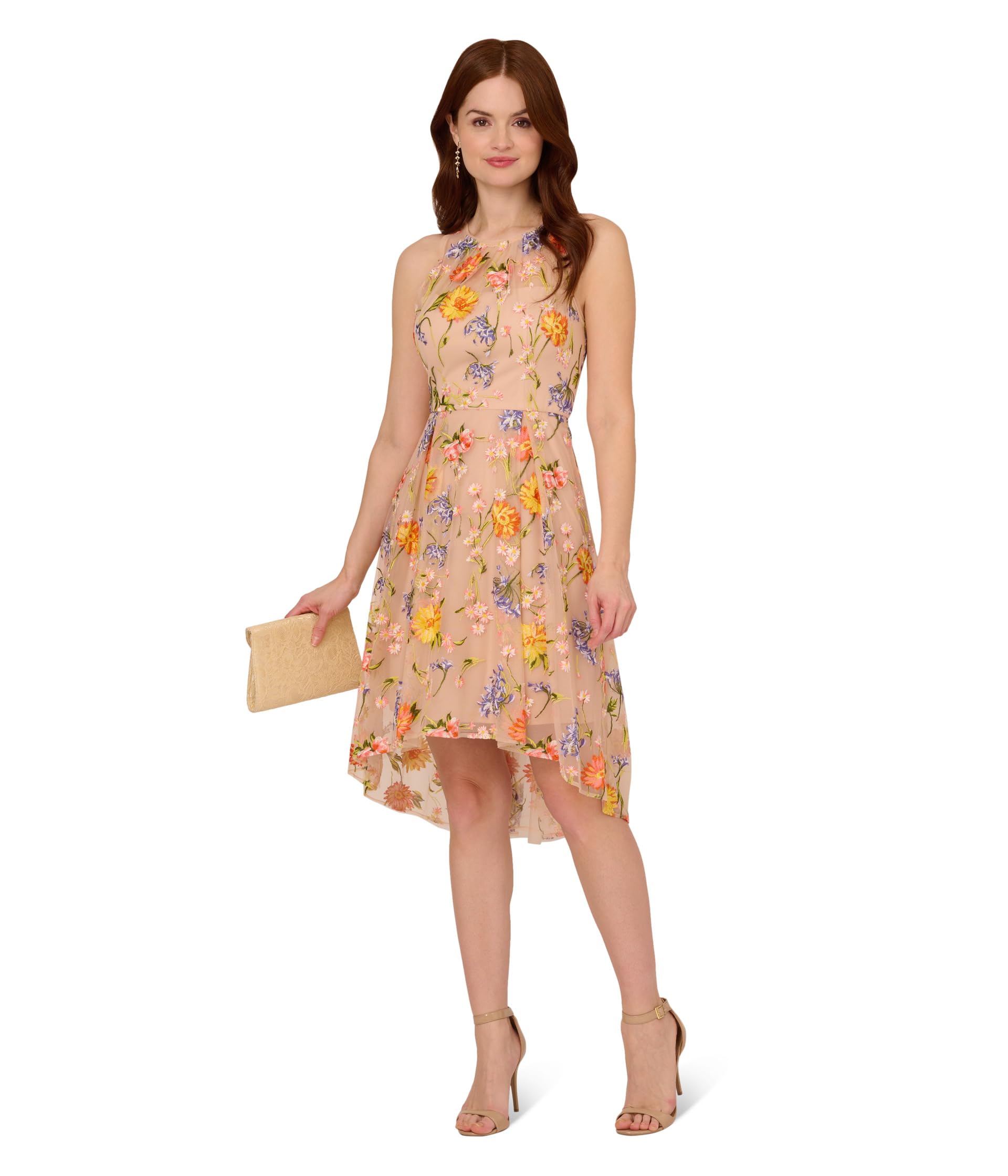 Туфли Adrianna Papell Embroidery Midi Dress, цвет Yellow/Orange Multi