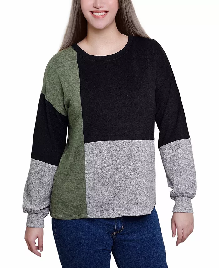 

Женский топ с длинными рукавами и цветными блоками NY Collection, мультиколор
