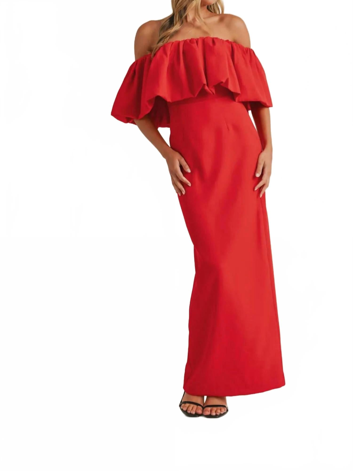 

София Красное креповое макси-платье Klesis