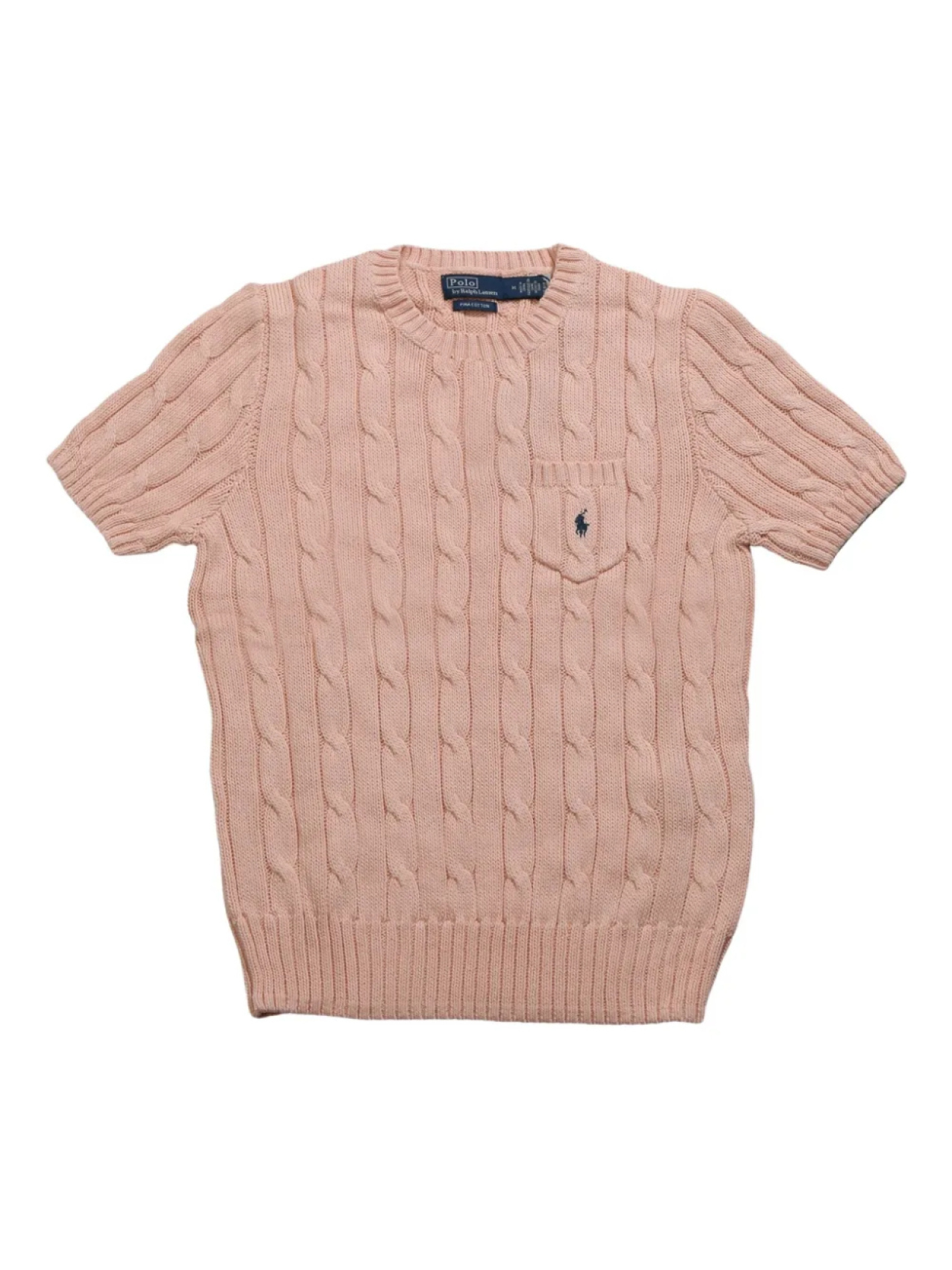 

Топ с короткими рукавами, выполненный в технике косичной вязки Polo Ralph Lauren, розовый
