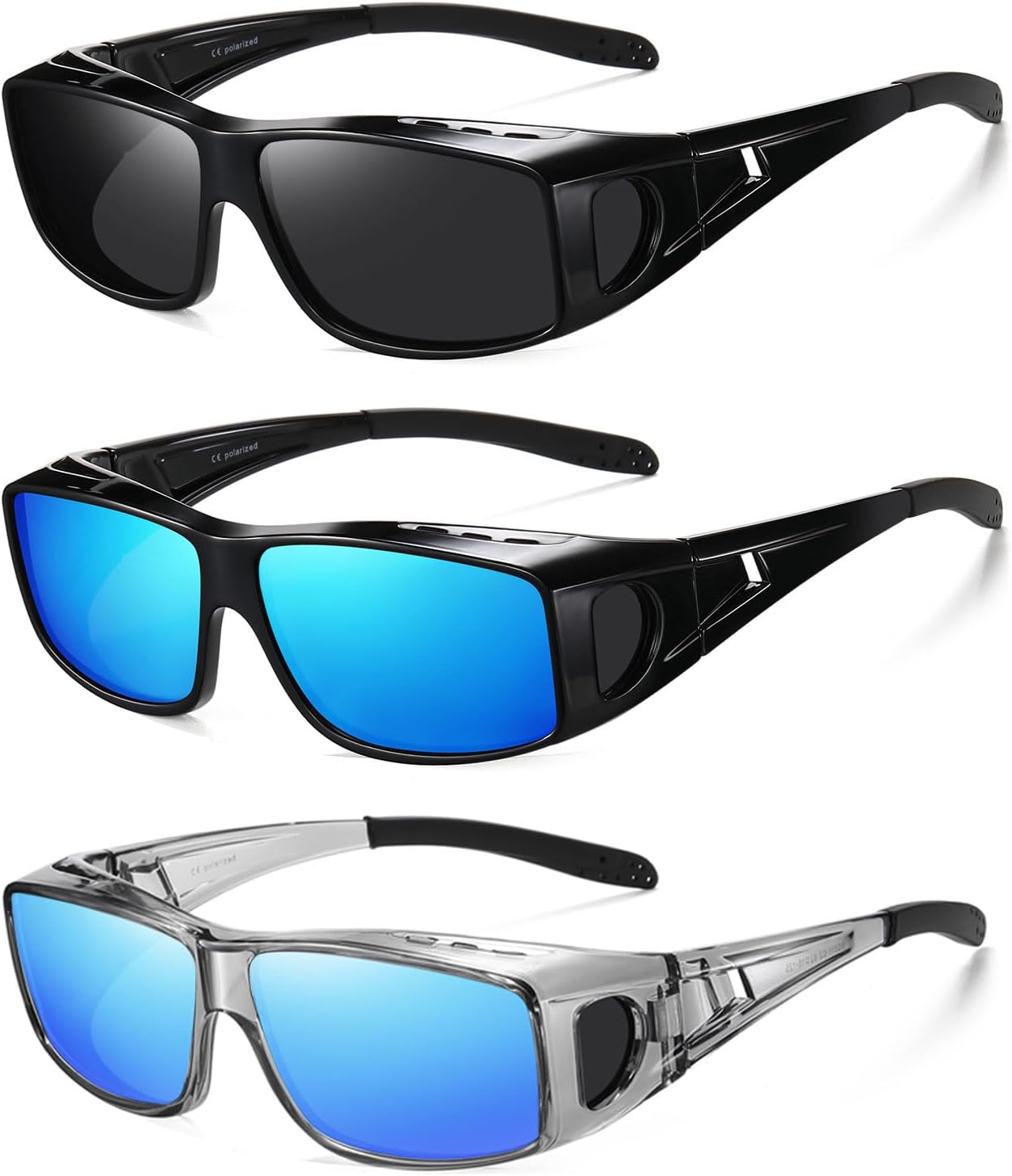 

Солнцезащитные очки Wzerry поляризованные, надеваются поверх очков, унисекс. Обтекаемая форма, защита UV400. Для вождения и активного отдыха. Цвета: Black/Grey, Black/Blue, Transparent Grey/Blue