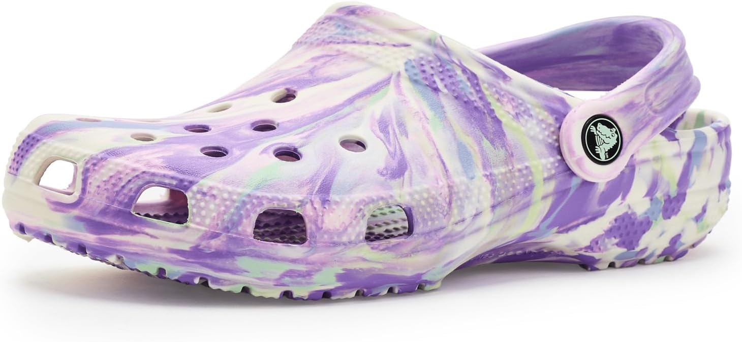 

Детские сабо Crocs унисекс, классические, с мраморным рисунком, акварельным рисунком, размер K, фиолетовый