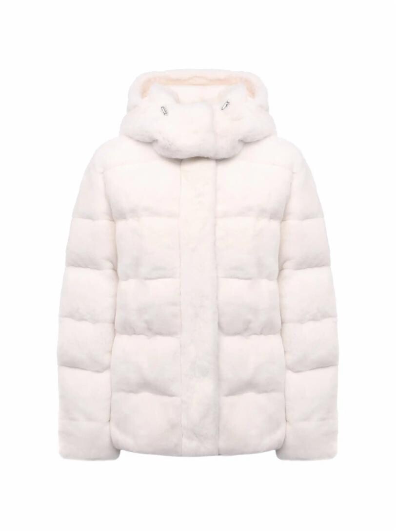 

Стеганый пуховик с мехом норки Kiton, белый