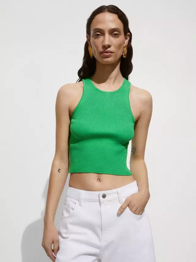 

Топ Mango Orwell Rib Knit, зеленый