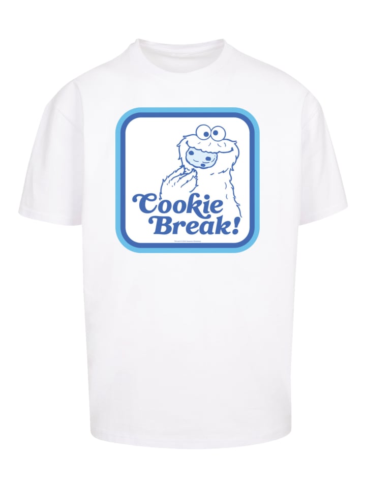 

Футболка F4NT4STIC Heavy Oversize T-Shirt Sesamstraße Cookie Bracke, белый