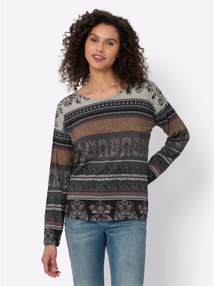 

Рубашка с длинными рукавами с коричнево-розовым принтом Heine