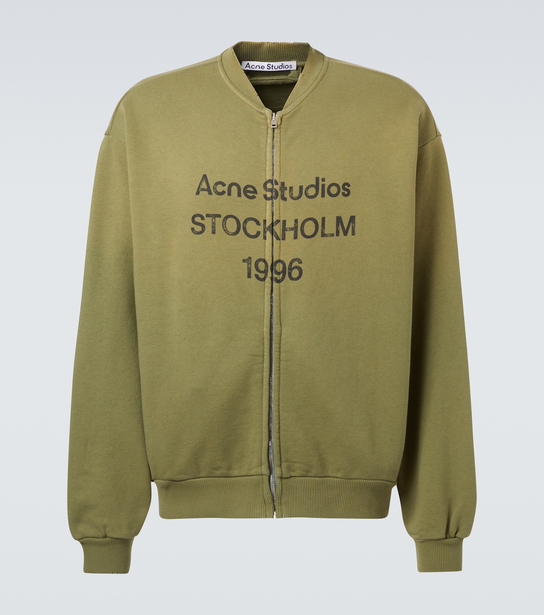 

Логотип свитшота из флиса с хлопком Acne Studios, Olive Green
