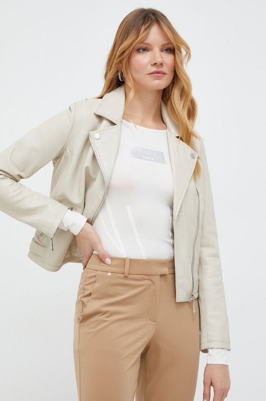 

Кожаная байкерская куртка Guess, бежевый